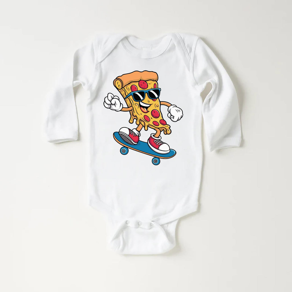 Funny Pizza Onesie, Baby Bodysuit, Baby Shirt, Toddler Sweatshirt - Retro Skateboard Baby Outfit, Foodie Baby Gift, Trendy Funny Baby Look