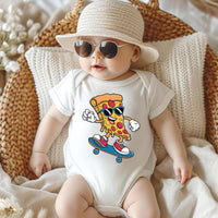Funny Pizza Onesie, Baby Bodysuit, Baby Shirt, Toddler Sweatshirt - Retro Skateboard Baby Outfit, Foodie Baby Gift, Trendy Funny Baby Look