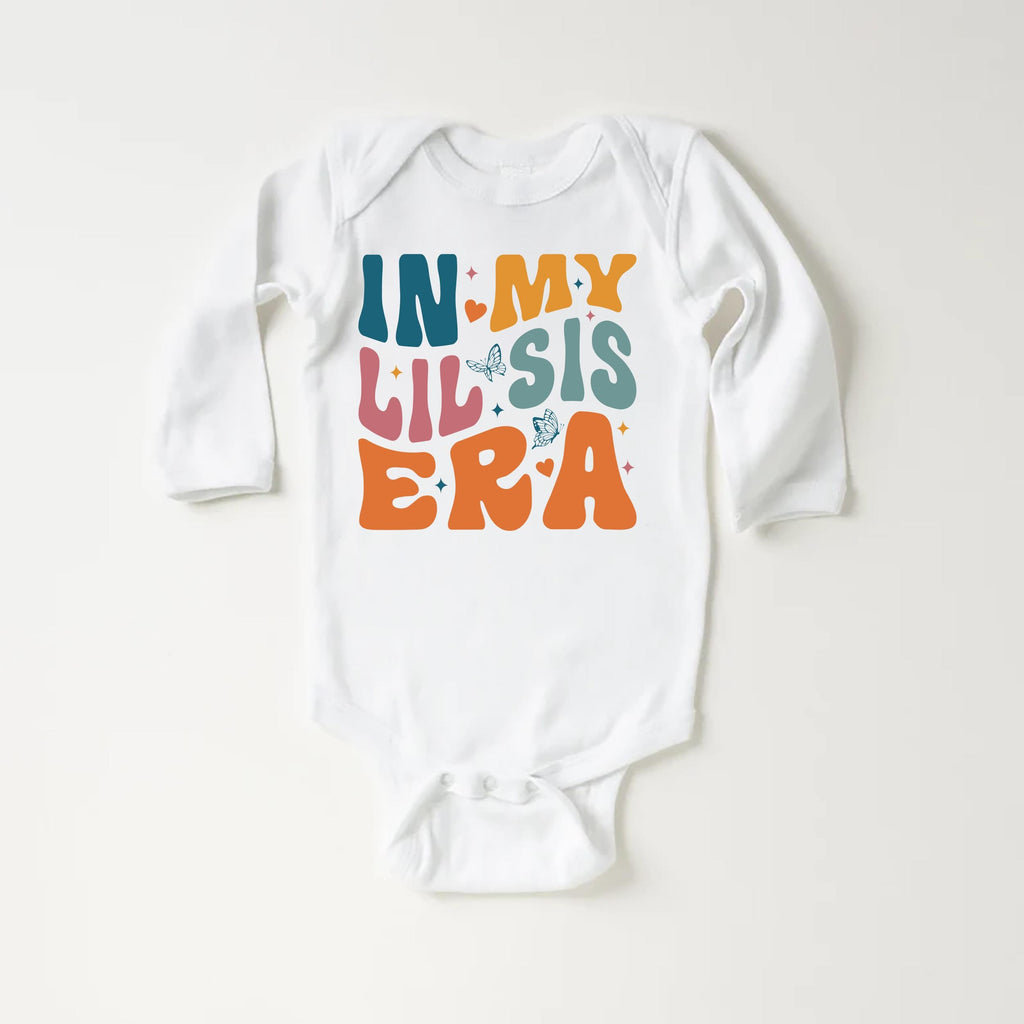 Retro Lil Sis Onesie, Baby Bodysuit, Baby Shirt, Toddler Sweatshirt - In My Lil Sis Era Outfit, Retro Sister Gift, Little Sister Baby Look