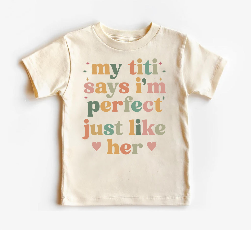 My Titi Says I'm Perfect Onesie Baby Bodysuit, Baby Shirt, Toddler Sweatshirt, Auntie's Bestie Boho Rainbow Outfit, Cute Baby Girl Gift Idea