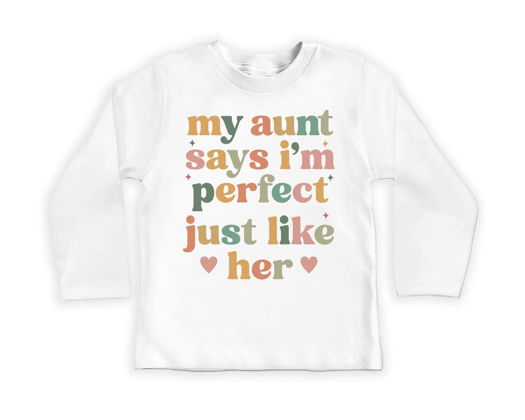My Aunt Says I'm Perfect Onesie, Baby Bodysuit, Baby Shirt, Toddler Sweatshirt - Auntie's Bestie Boho Outfit, Baby Gift, Auntie's Favorite