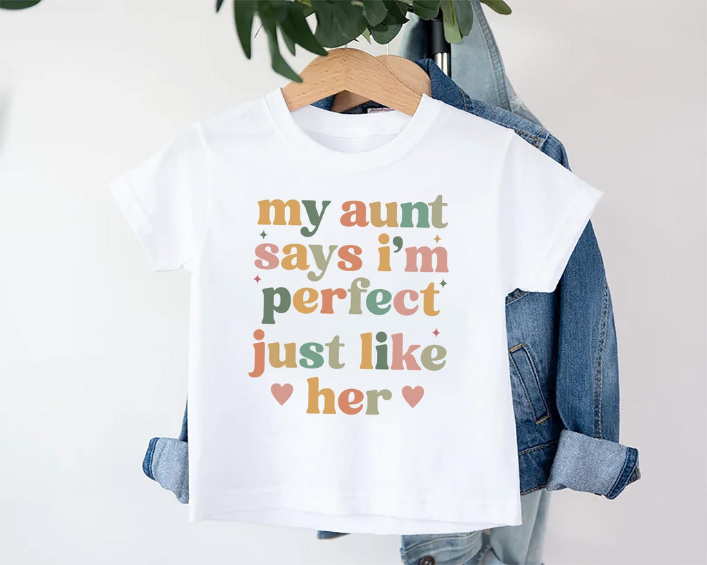 My Aunt Says I'm Perfect Onesie, Baby Bodysuit, Baby Shirt, Toddler Sweatshirt - Auntie's Bestie Boho Outfit, Baby Gift, Auntie's Favorite