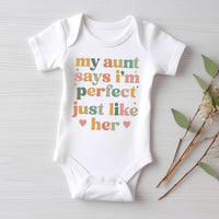 My Aunt Says I'm Perfect Onesie, Baby Bodysuit, Baby Shirt, Toddler Sweatshirt - Auntie's Bestie Boho Outfit, Baby Gift, Auntie's Favorite