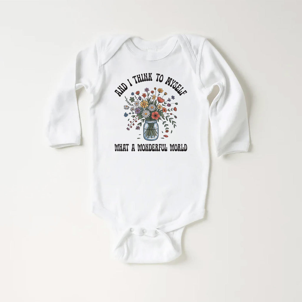 What a Wonderful World Onesie, Baby Bodysuit, Baby Shirt, Toddler Sweatshirt - Retro Boho Baby Outfit, Baby Gift, Earthy Nature Style Look