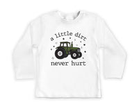 A Little Dirt Never Hurt Onesie, Baby Bodysuit, Baby Shirt, Toddler Sweatshirt - Trendy Farm Tractor Boys Outfit, Cute Country Boy Gift Idea