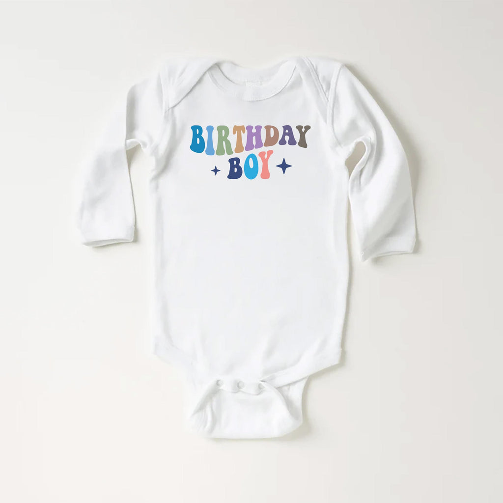 Birthday Boy Onesie, Baby Bodysuit, Baby Shirt, Toddler Sweatshirt - Cute Retro Rainbow Birthday Outfit, Boys Party Gift, Cake Smash Look