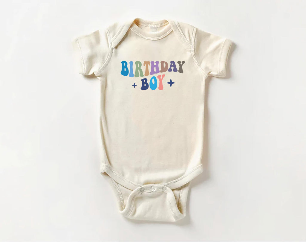Birthday Boy Onesie, Baby Bodysuit, Baby Shirt, Toddler Sweatshirt - Cute Retro Rainbow Birthday Outfit, Boys Party Gift, Cake Smash Look