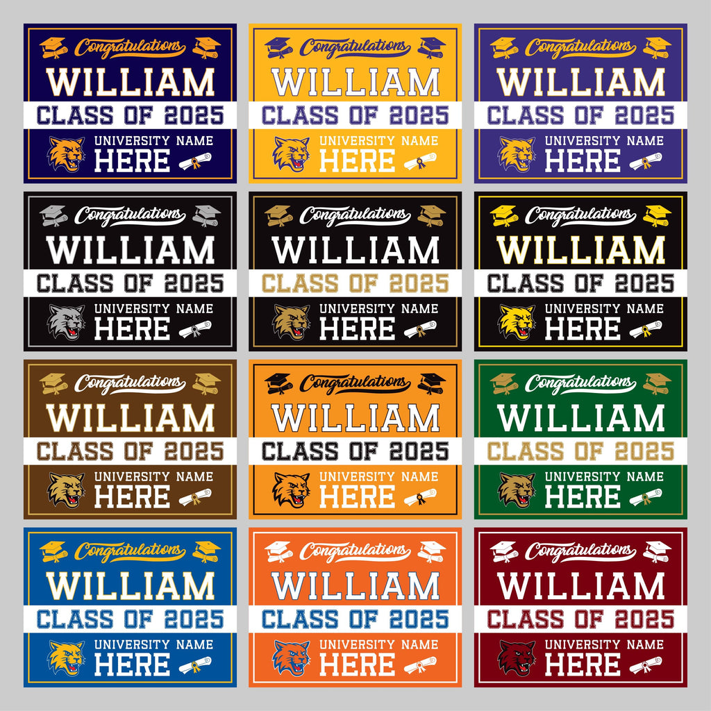 Personalized College Graduation 2025 Yard Sign, College Logo, Class of 2025, Custom Graduate School University Lawn Sign with Metal H-Stake