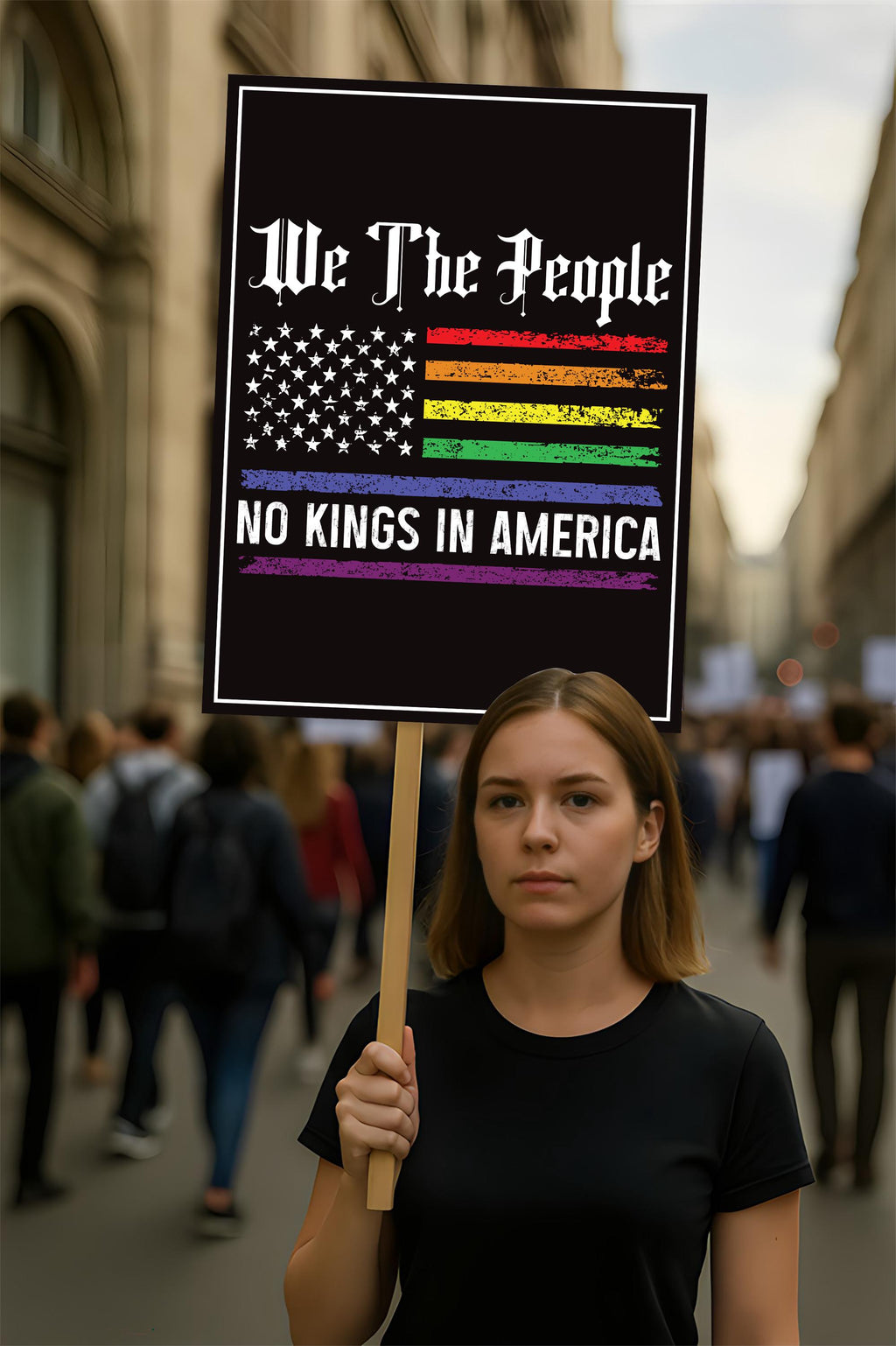 We The People, No Kings in America Protest Sign, Anti-Trump Resistance