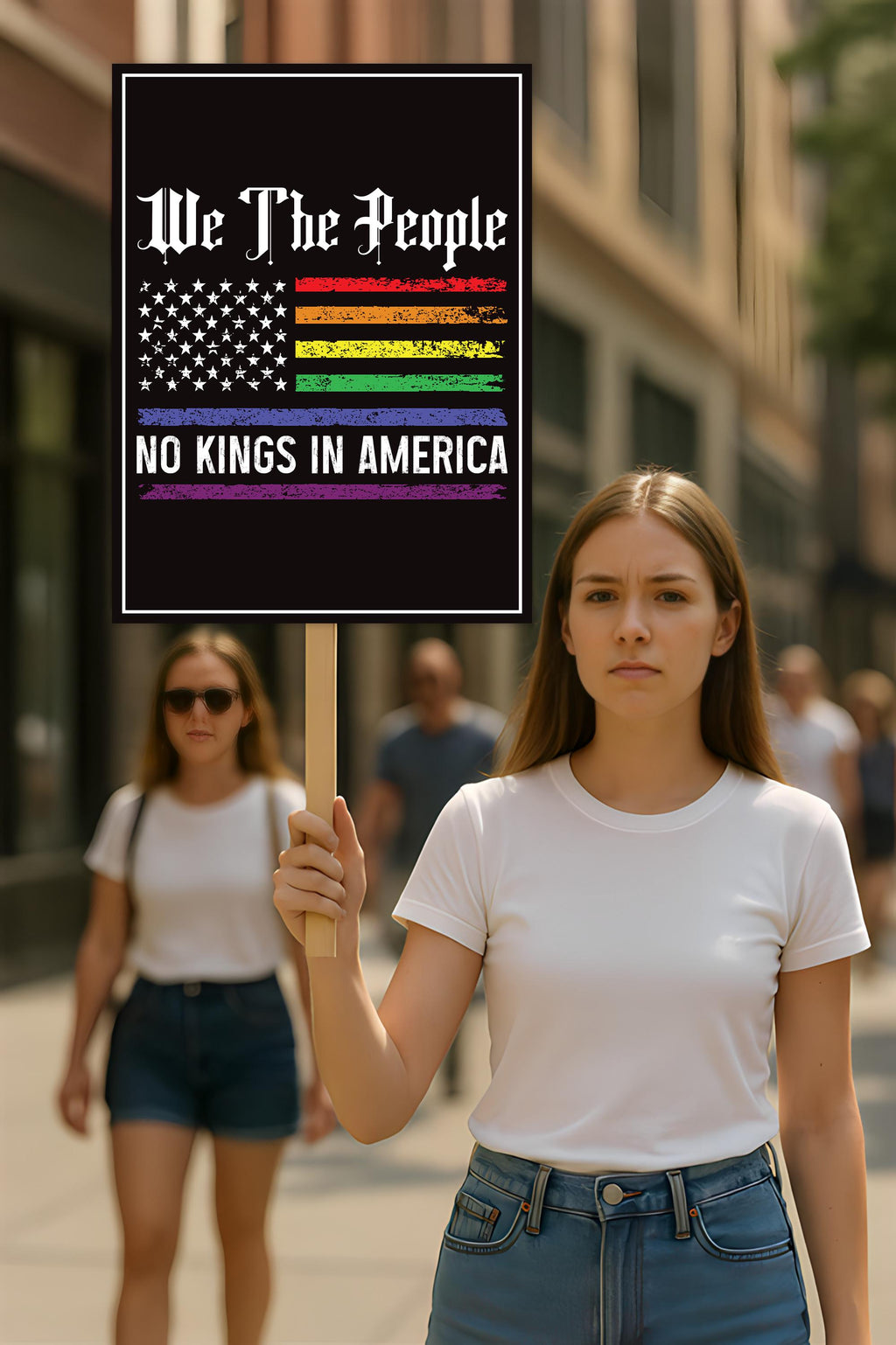 We The People, No Kings in America Protest Sign, Anti-Trump Resistance