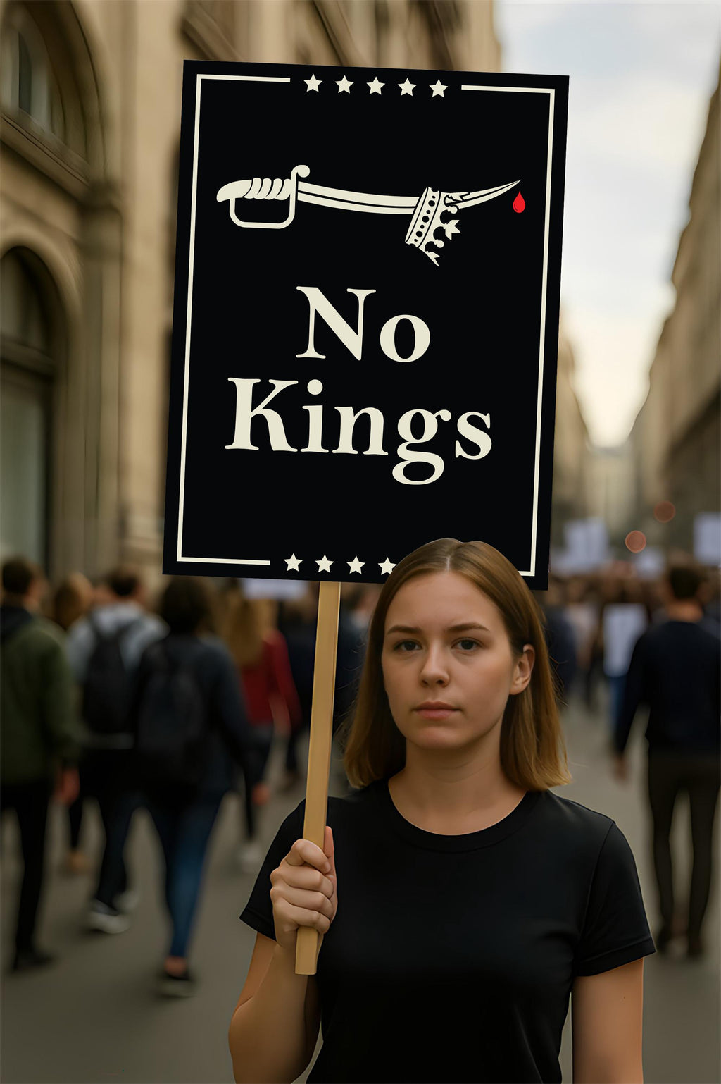 We The People, No Kings in America Protest Sign, Anti-Trump Resistance