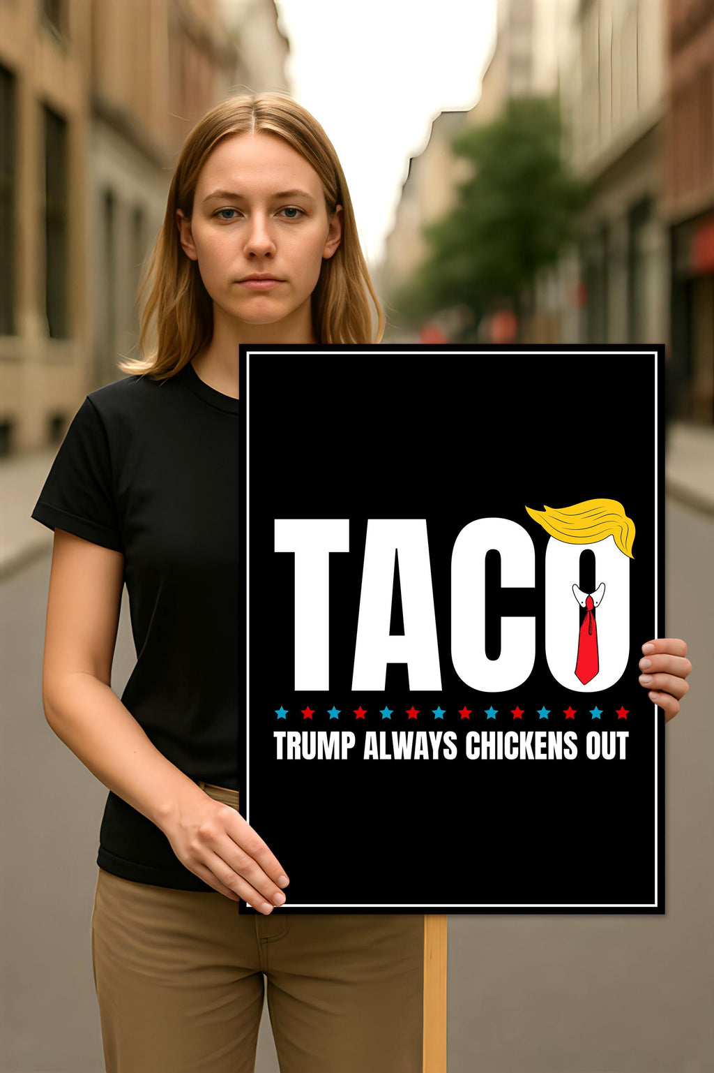 Taco - Trump Always Chickens Out Protest Sign, Anti-Trump Resistance