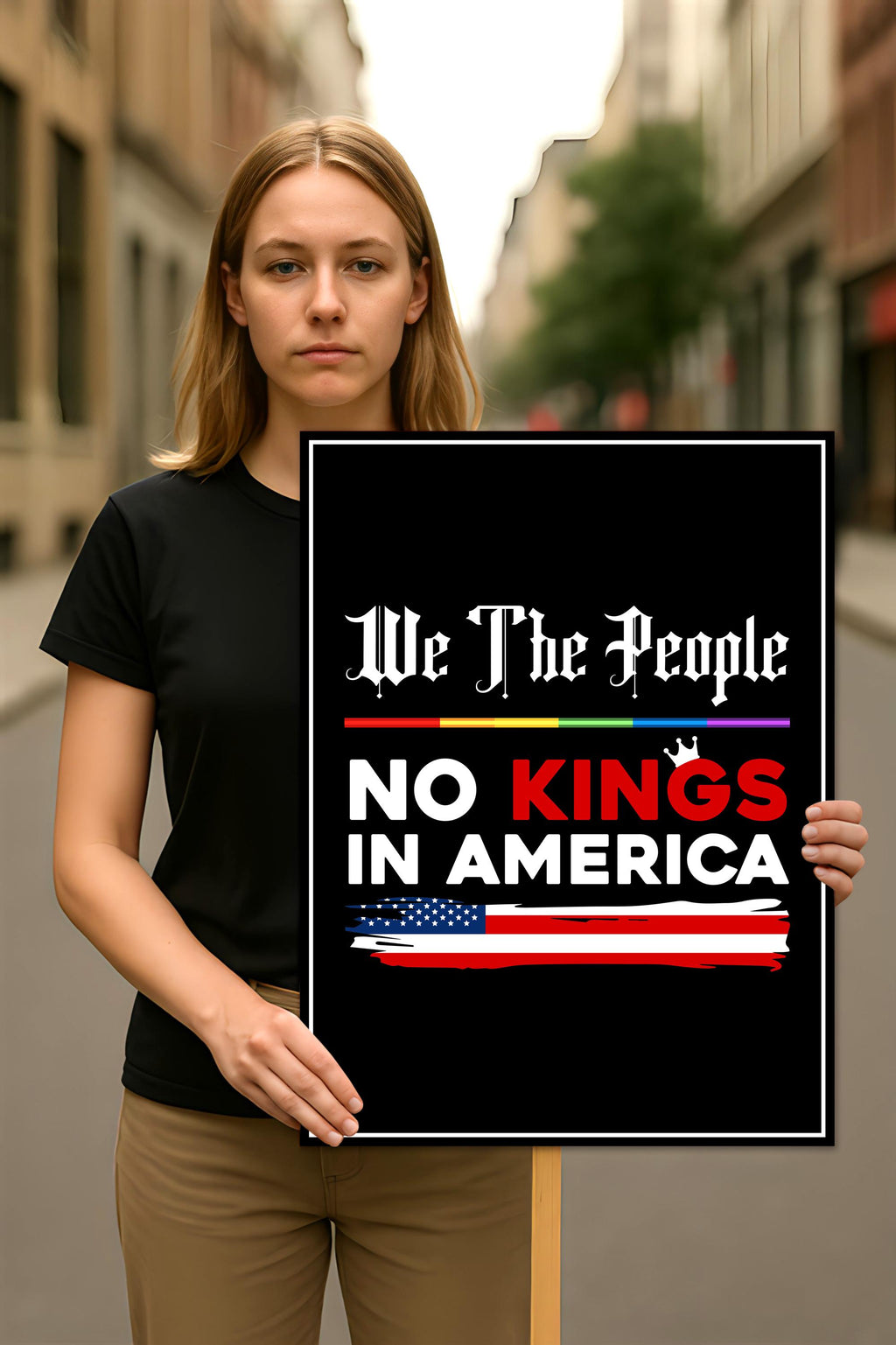 We The People, No Kings in America Protest Sign, Anti-Trump Resistance