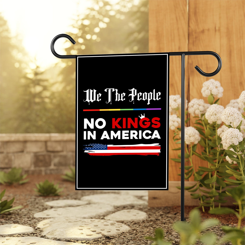 We The People, No Kings in America Protest Garden Flag, Double Sided, Resist Hate