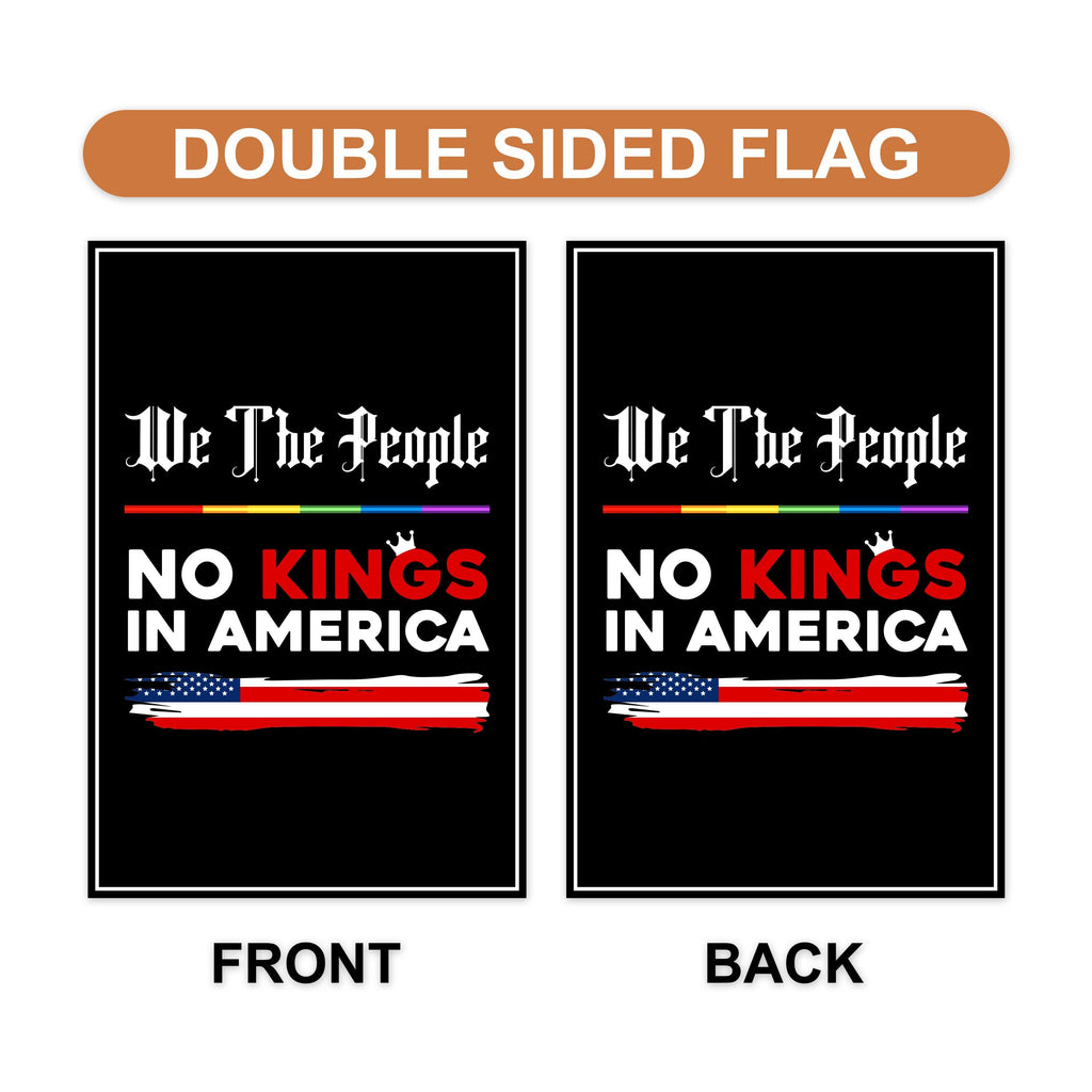 We The People, No Kings in America Protest Garden Flag, Double Sided, Resist Hate