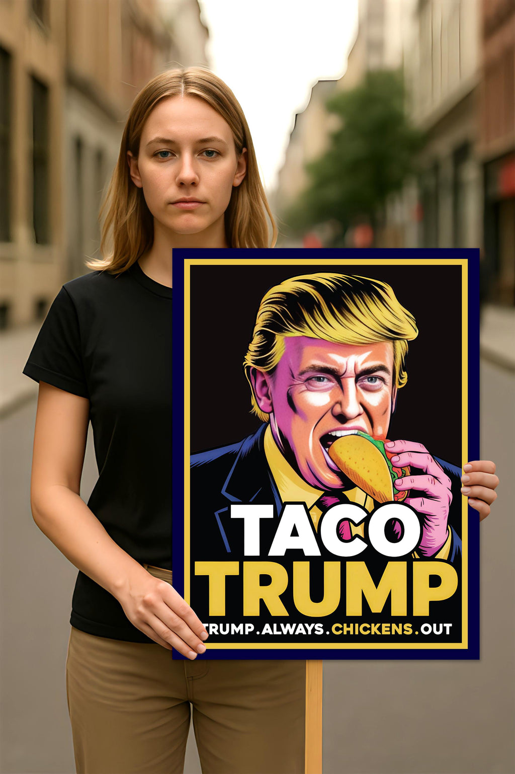 Taco - Trump Always Chickens Out Protest Sign, Anti-Trump Resistance