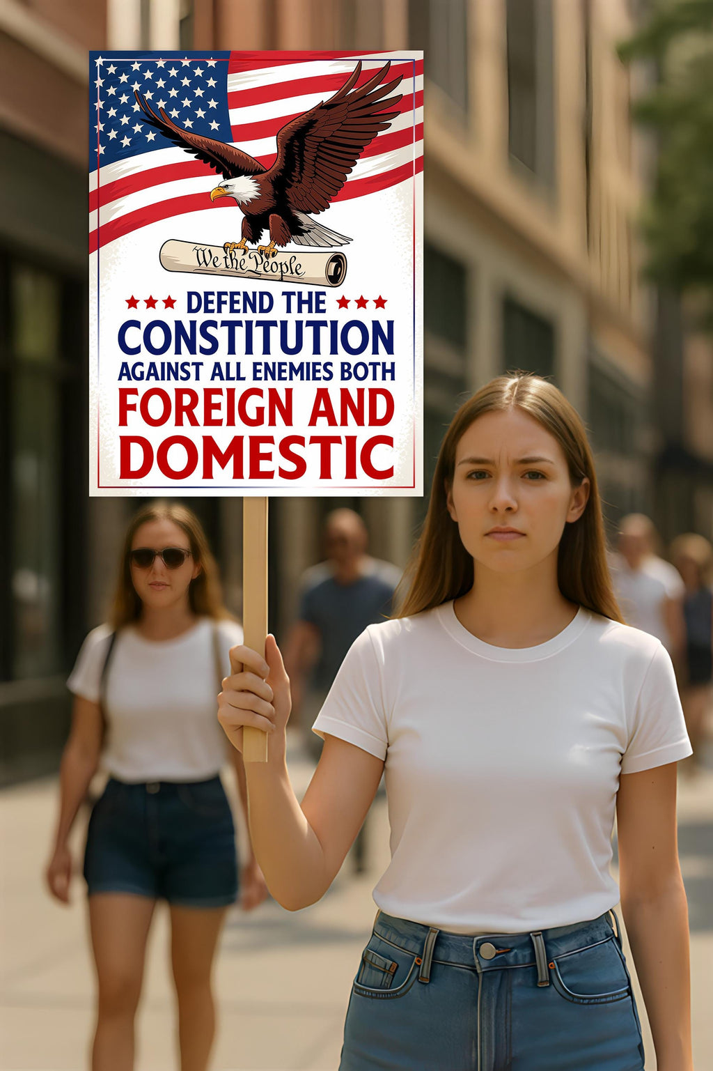 Defend the Constitution, No Kings In America Protest Sign, Anti-Trump