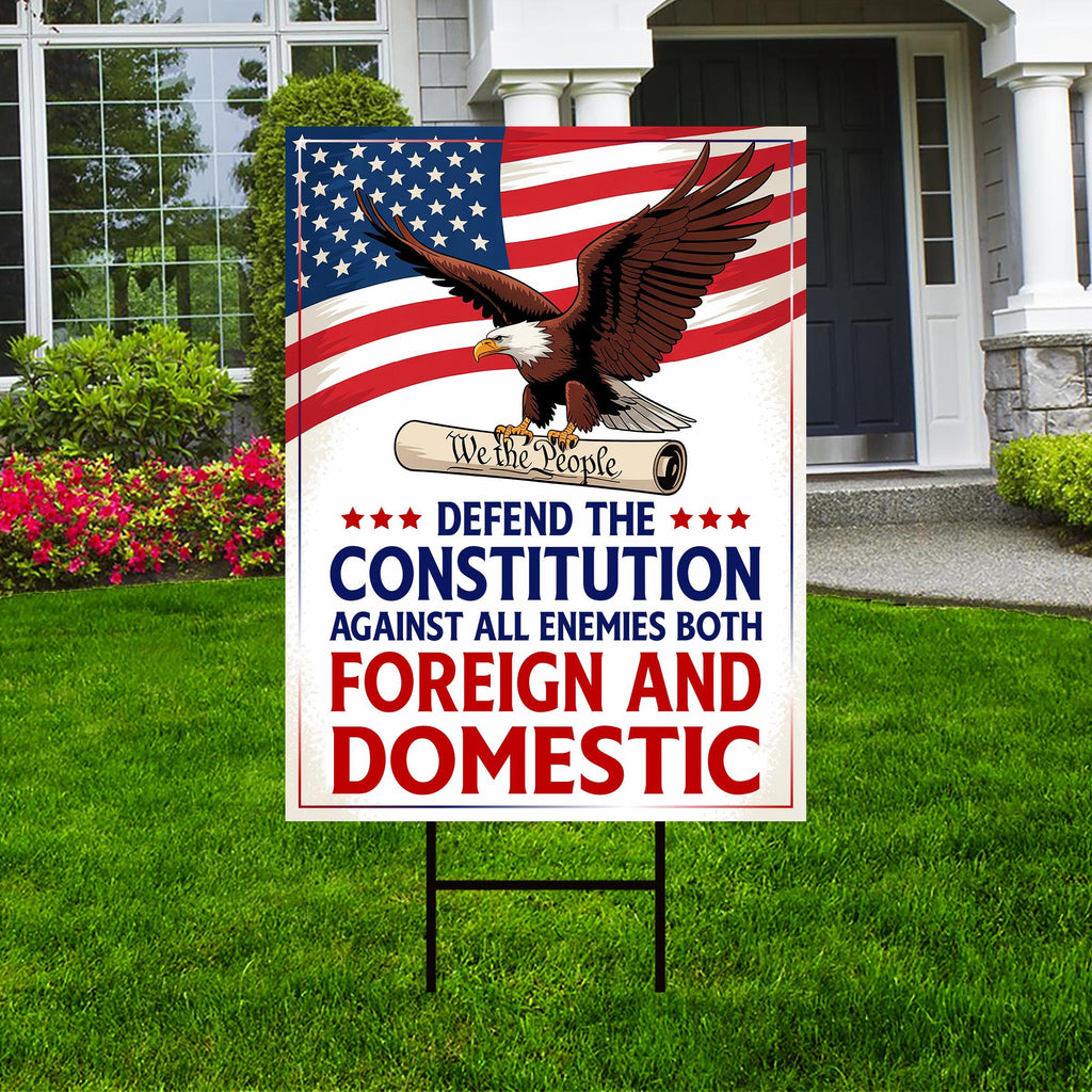 Defend the Constitution, No Kings In America Protest Yard Sign - Resist, Anti-Trump