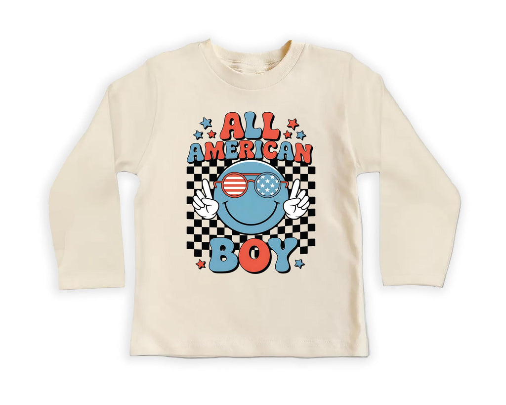 All American Boy Baby Bodysuit, Baby Shirt, Toddler Sweatshirt - America Retro Outfit, 4th of July Toddler Gift, Retro Memorial Day Clothing