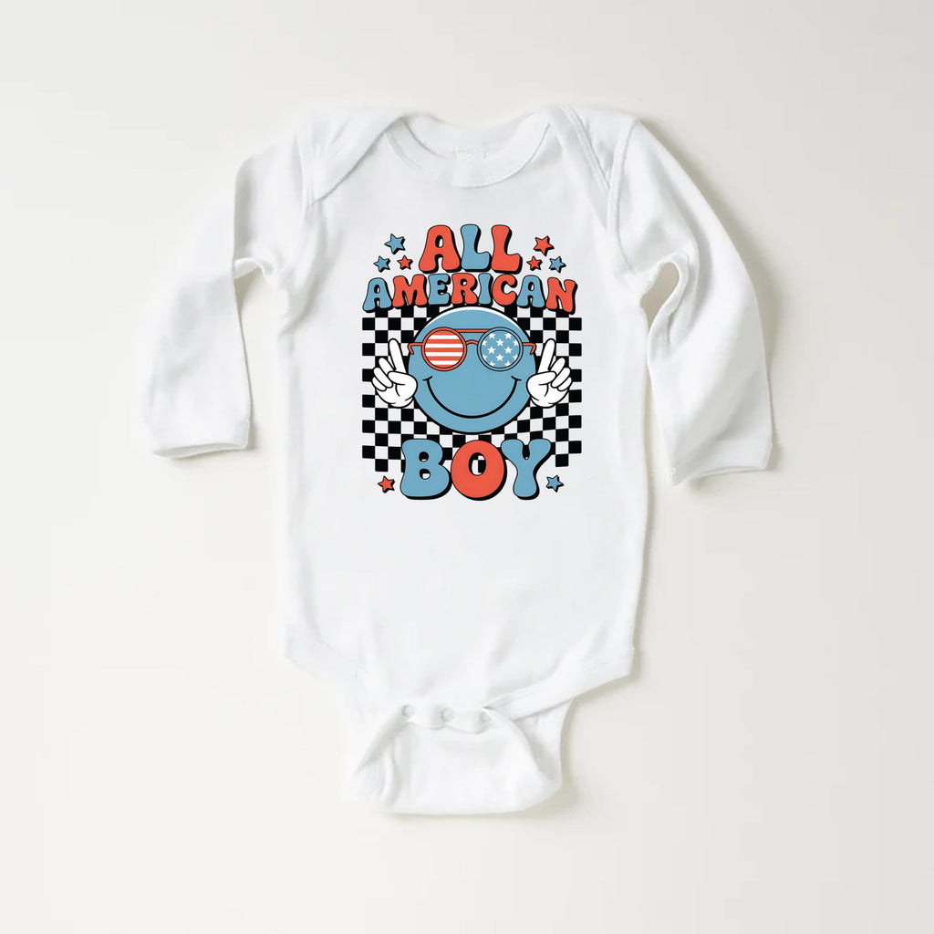 All American Boy Baby Bodysuit, Baby Shirt, Toddler Sweatshirt - America Retro Outfit, 4th of July Toddler Gift, Retro Memorial Day Clothing