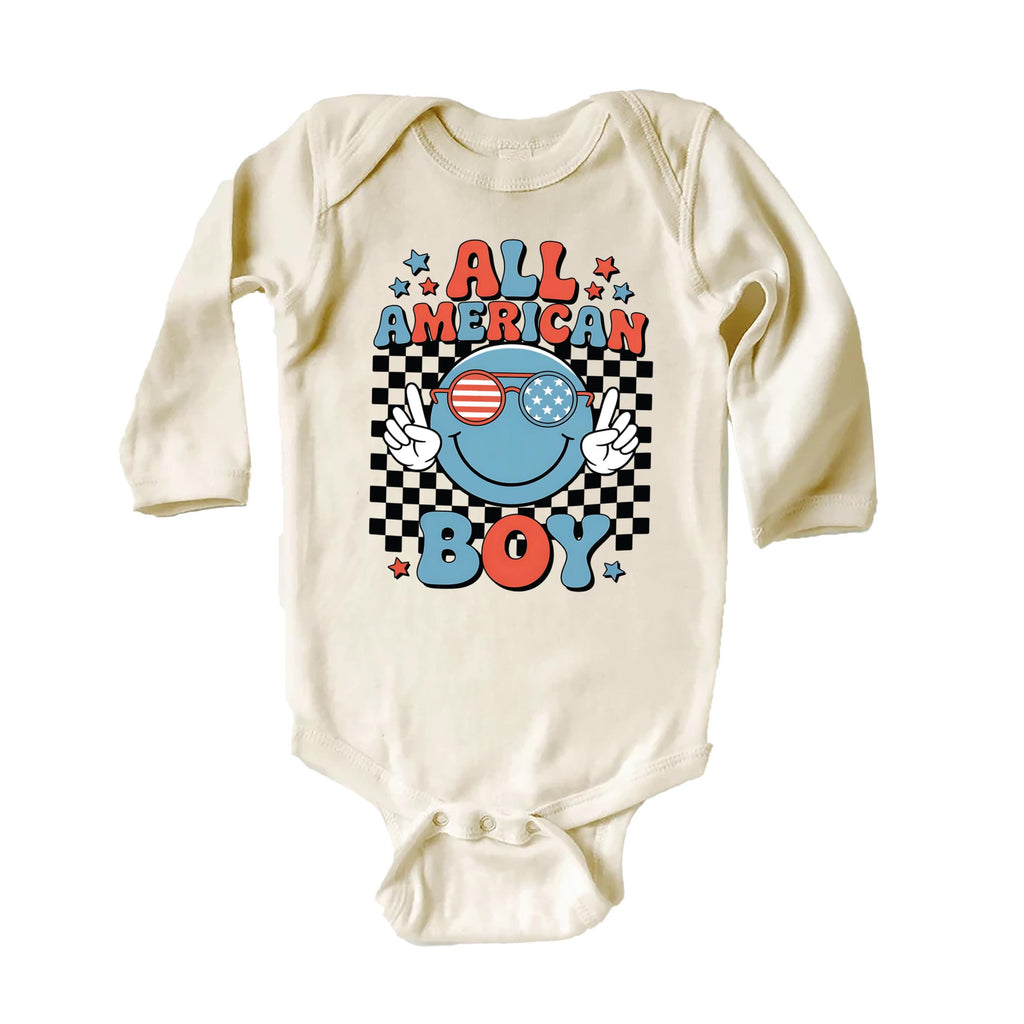 All American Boy Baby Bodysuit, Baby Shirt, Toddler Sweatshirt - America Retro Outfit, 4th of July Toddler Gift, Retro Memorial Day Clothing