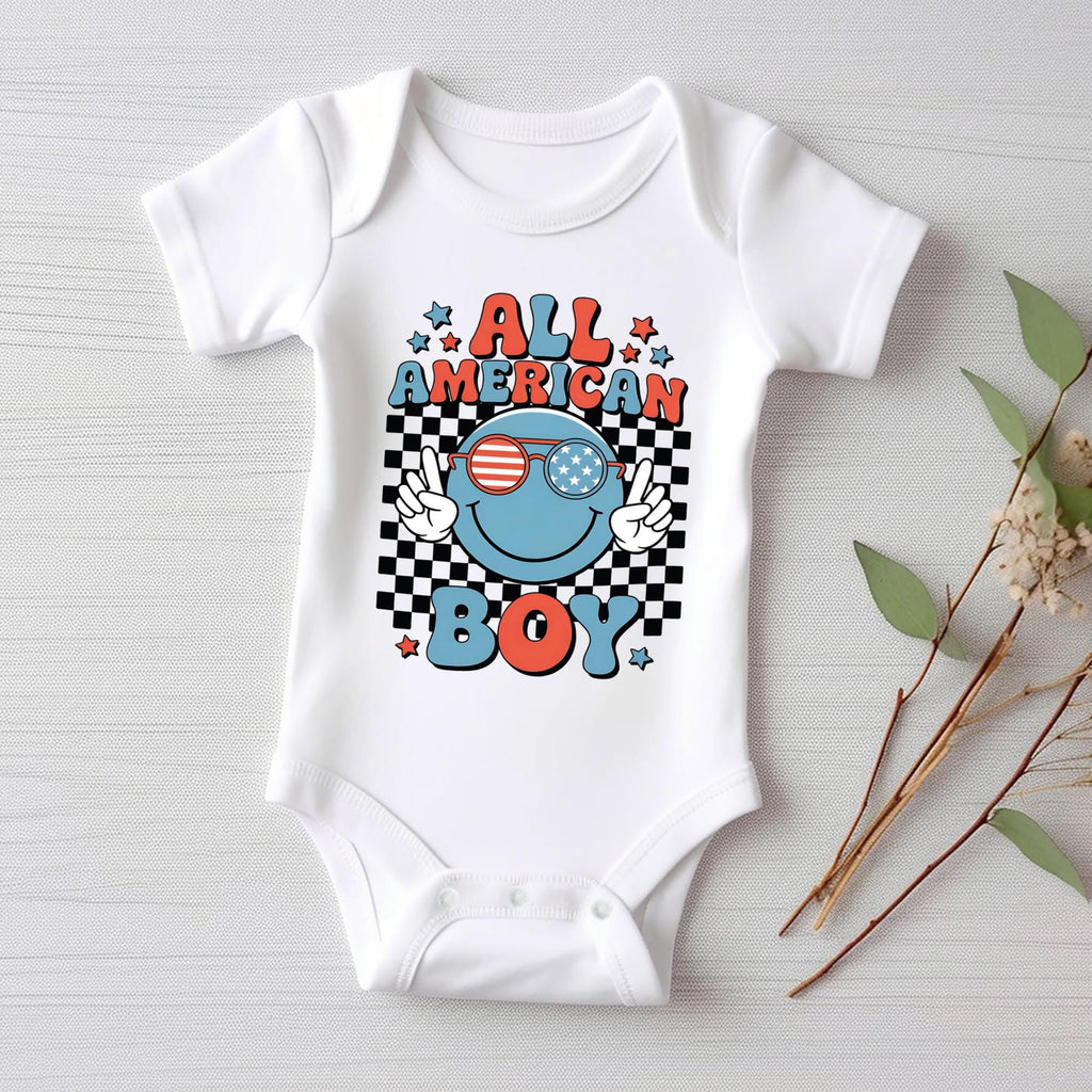 All American Boy Baby Bodysuit, Baby Shirt, Toddler Sweatshirt - America Retro Outfit, 4th of July Toddler Gift, Retro Memorial Day Clothing