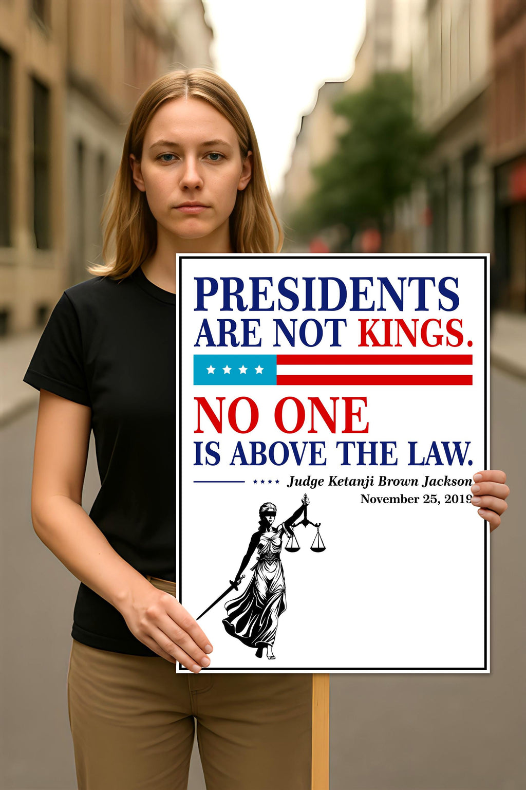 No Kings In America Protest Sign, Anti-Trump Resistance
