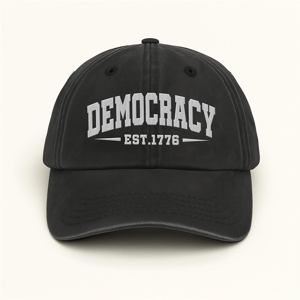 Democracy No Kings In America Embroidered Hat, Gift For Anti MAGA, Anti-Trump Hat