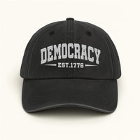 Democracy No Kings In America Embroidered Hat, Gift For Anti MAGA, Anti-Trump Hat
