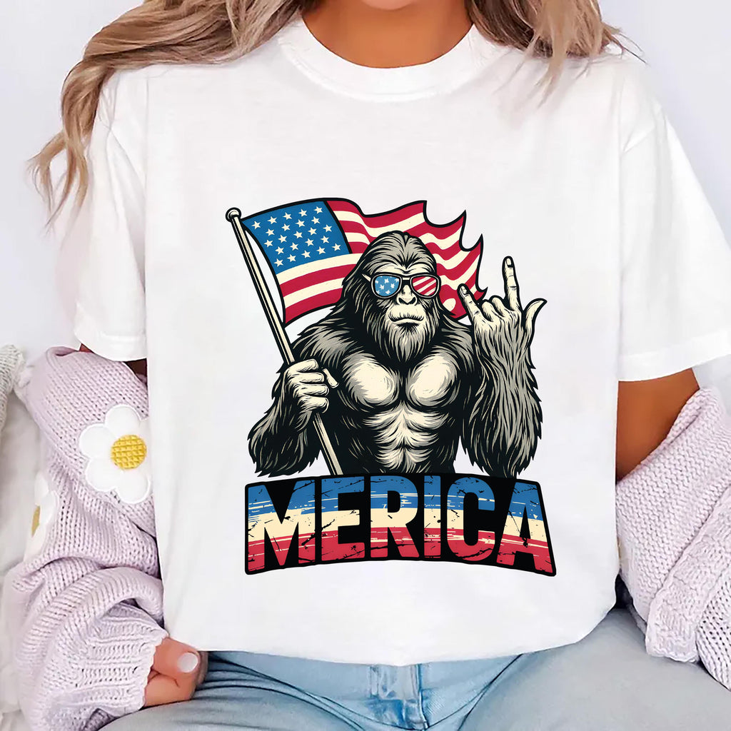 Bigfoot Merica Rock Short Sleeve T-Shirt