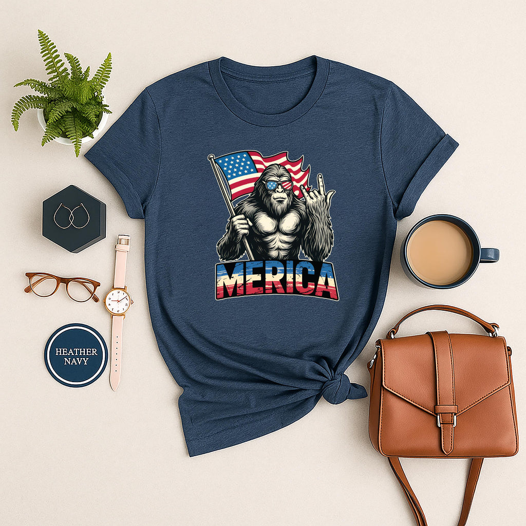 Bigfoot Merica Rock Short Sleeve T-Shirt