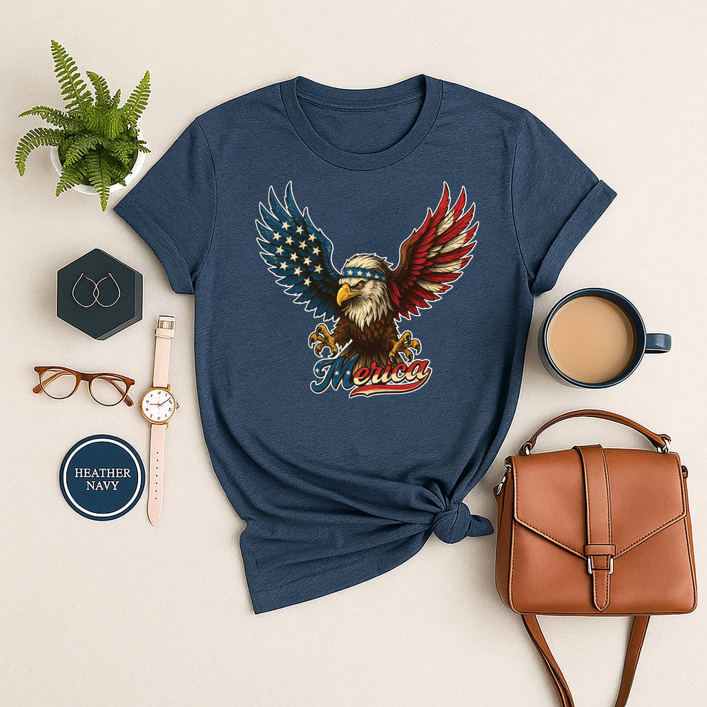 American Flag Bald Eagle Short Sleeve T-Shirt