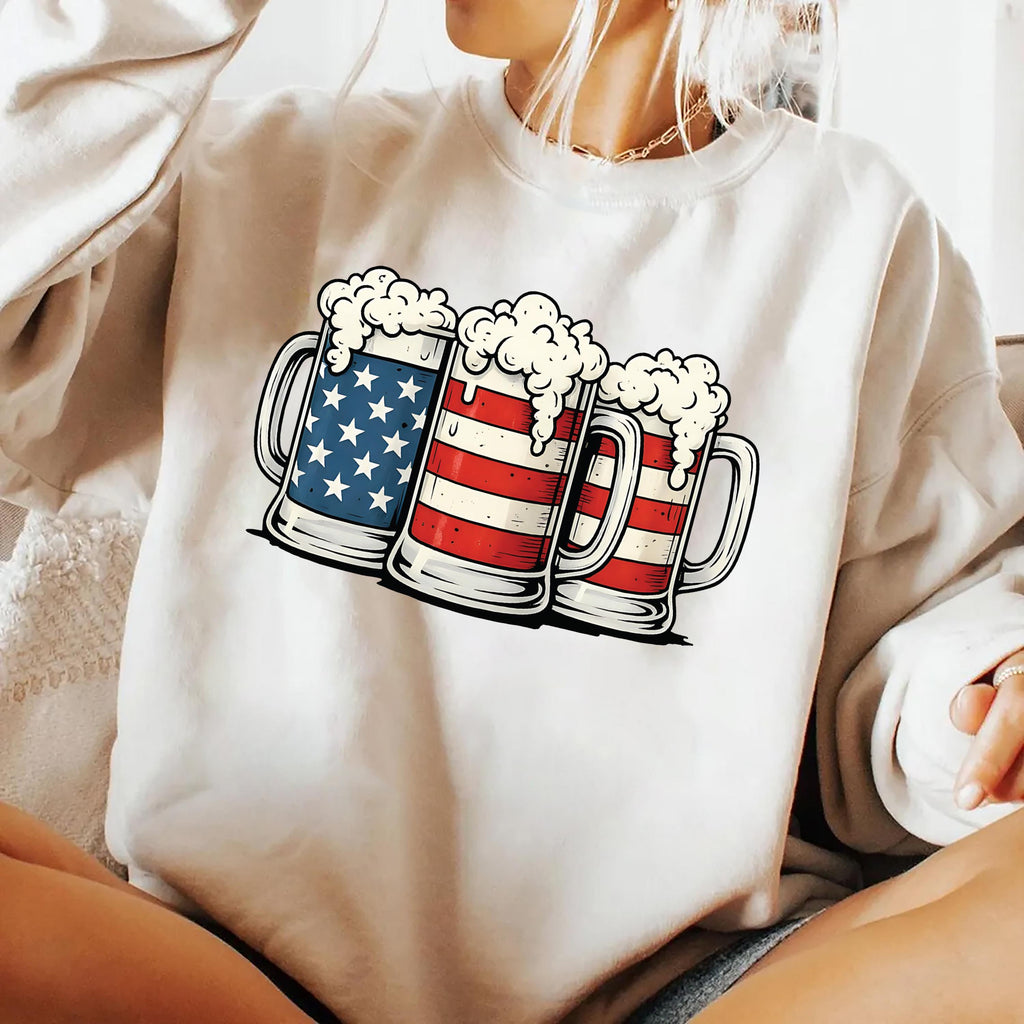 Beer American Flag Long Sleeve Shirt