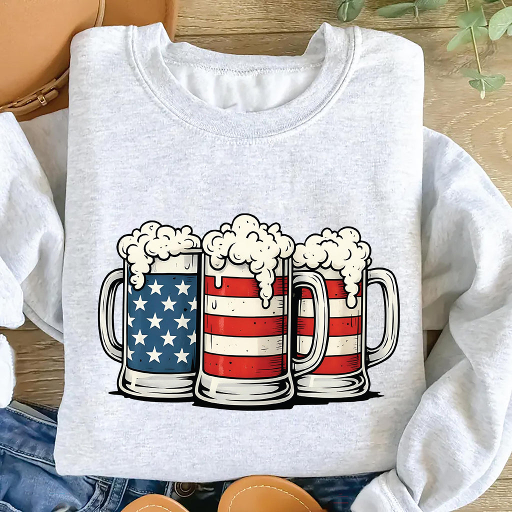 Beer American Flag Long Sleeve Shirt