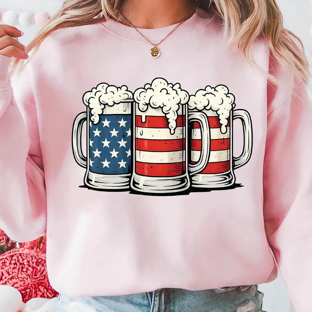 Beer American Flag Long Sleeve Shirt