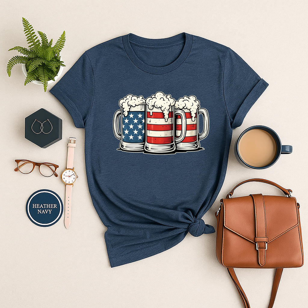 Beer American Flag Long Sleeve Shirt