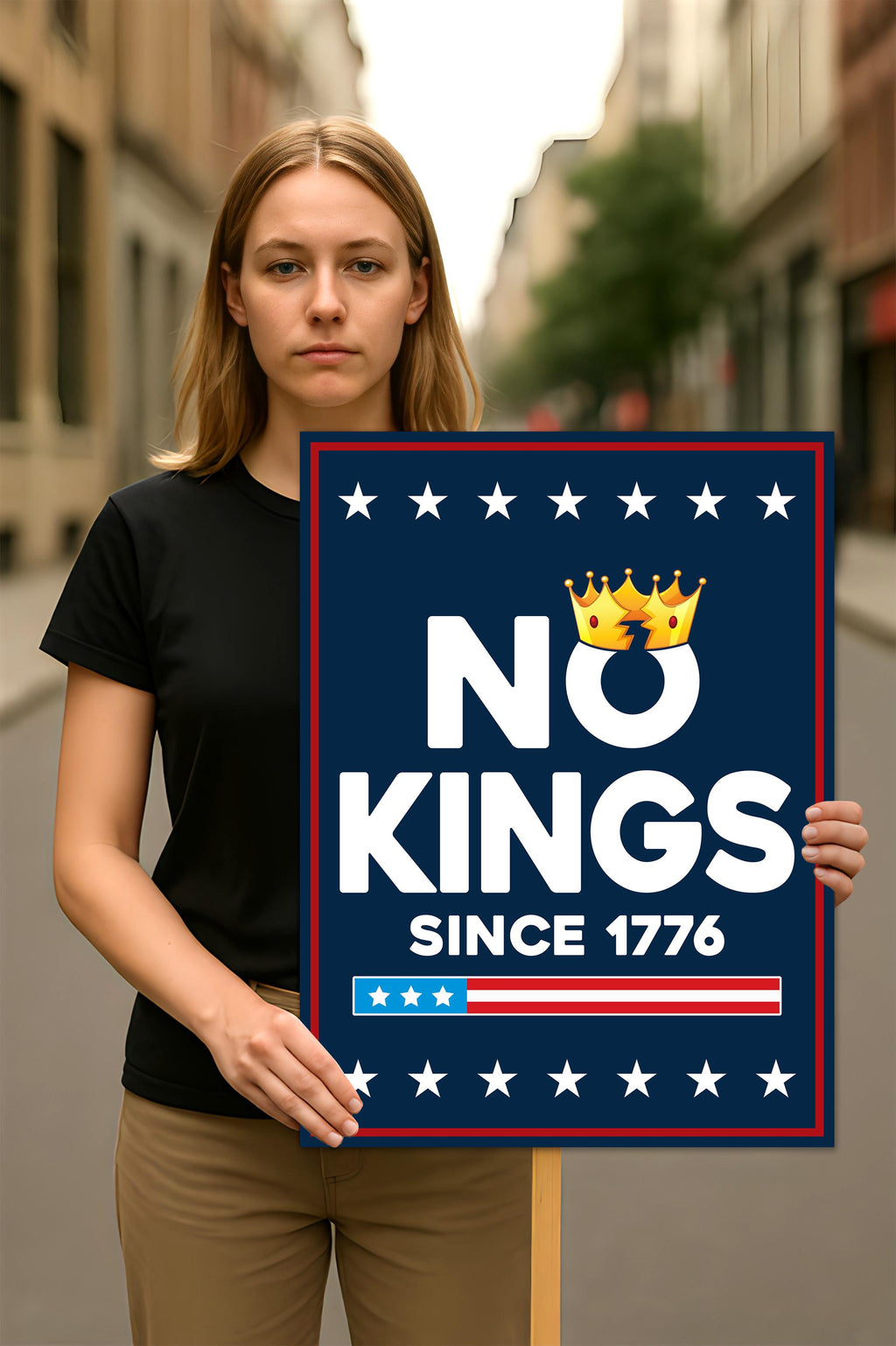 No Kings In America Protest Sign, Anti-Trump Resistance
