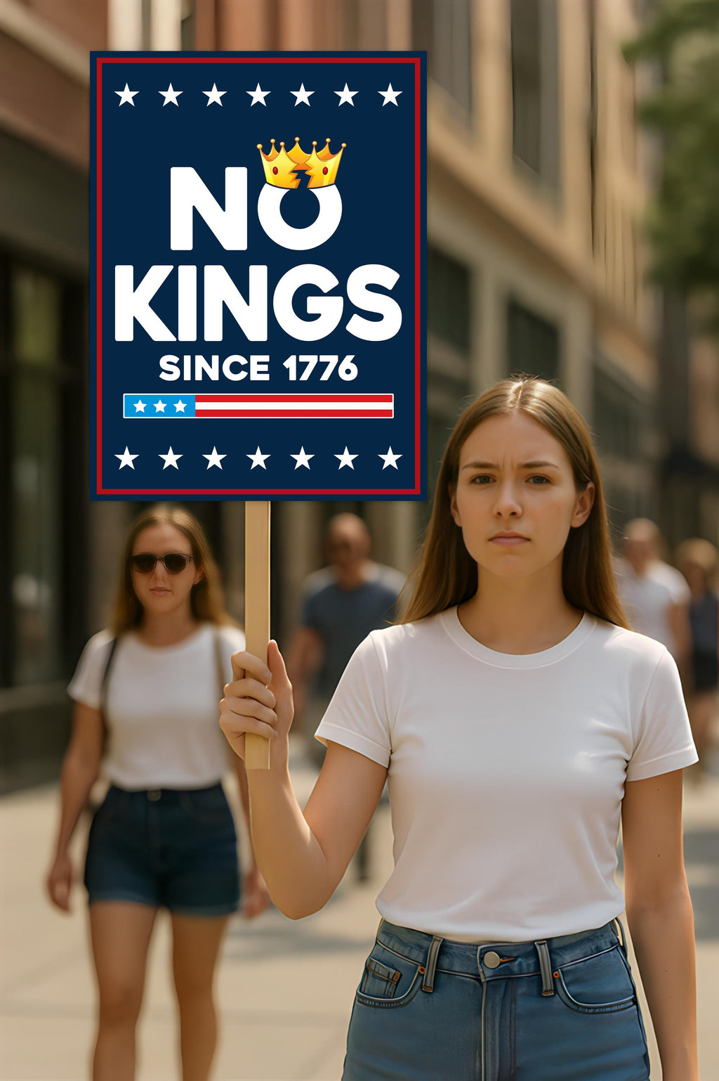 No Kings In America Protest Sign, Anti-Trump Resistance