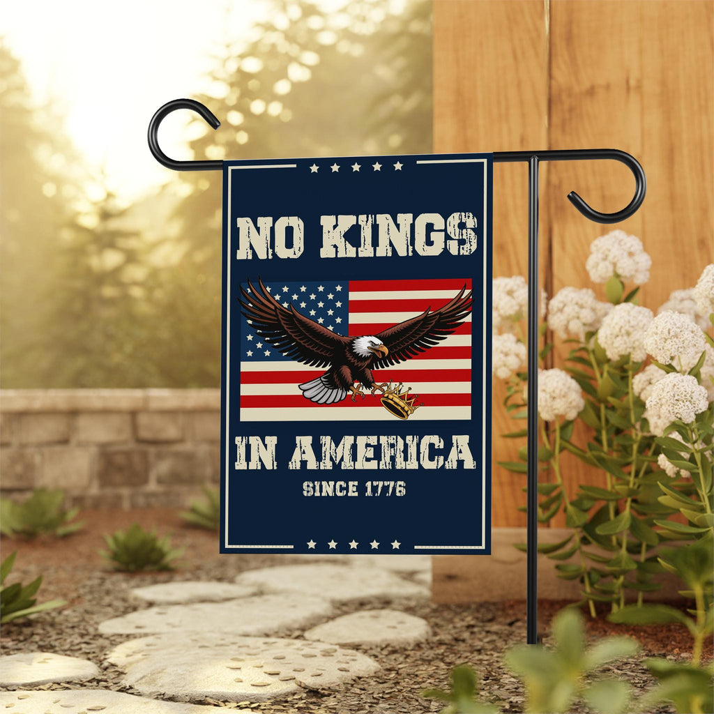 No Kings In America Garden Flag, 12x18 Inch Double Sided, Resist Hate Flag