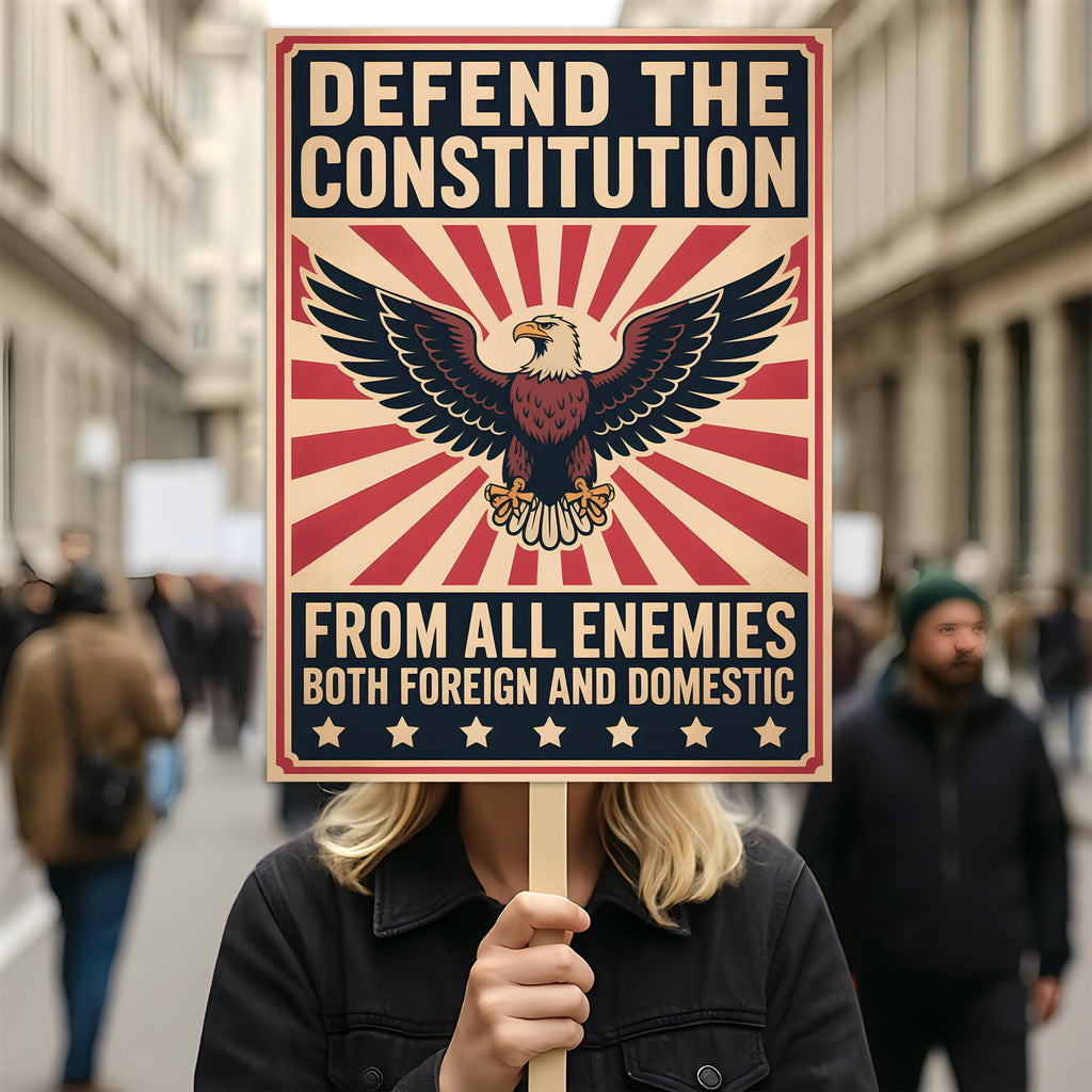 Defend the Constitution Protest Sign, Anti-Trump Resistance