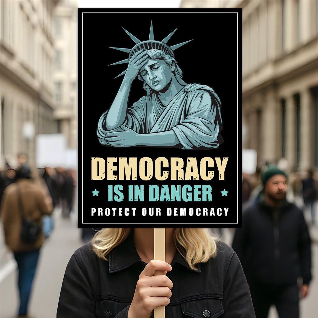 Protect Our Democracy Protest Sign, Anti-Trump Resistance, Political Activist Poster