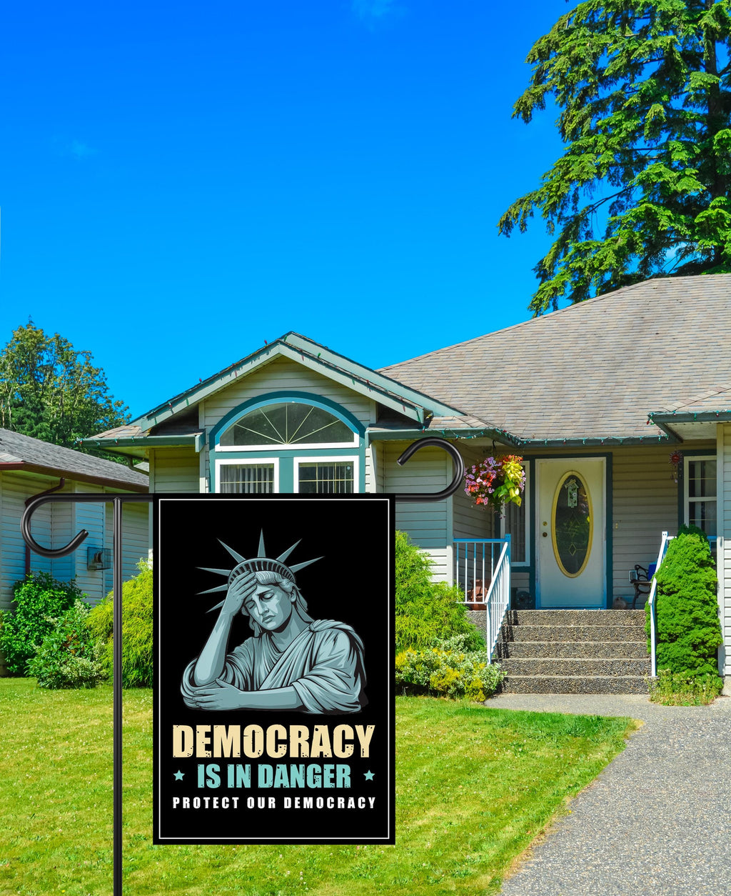 Protect Our Democracy Garden Flag, 12x18 Inch Double Sided, Resist Hate Flag