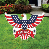 American Eagle Patriotic 4th of July Yard Sign Cutout, Memorial Day, Independence Day, Veterans Day Yard Decorations Outdoor Metal Stakes