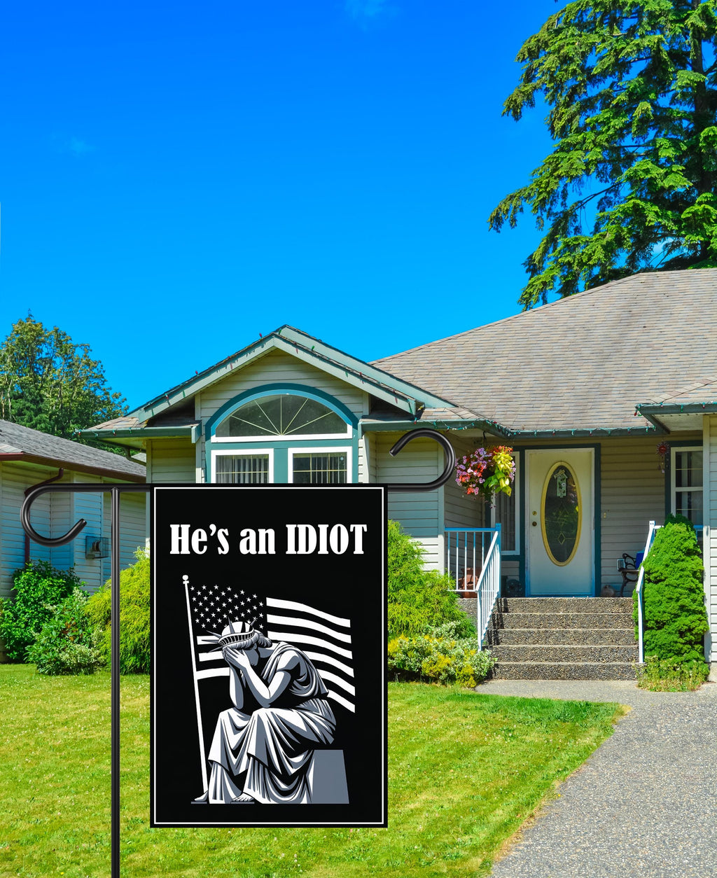 He is an IDIOT Garden Flag, 12x18 Inch Double Sided, Resist Hate Flag, Anti-Trump Flag