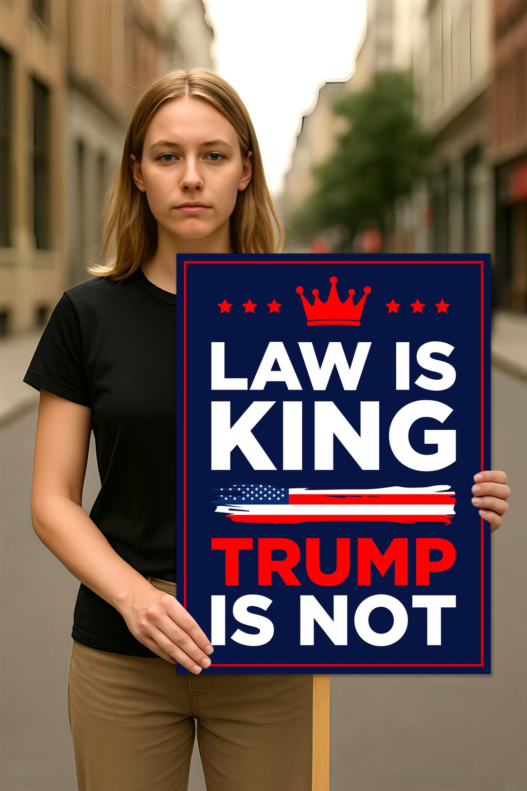 No Kings In America Protest Sign, Anti-Trump Resistance, Political Activist Poster