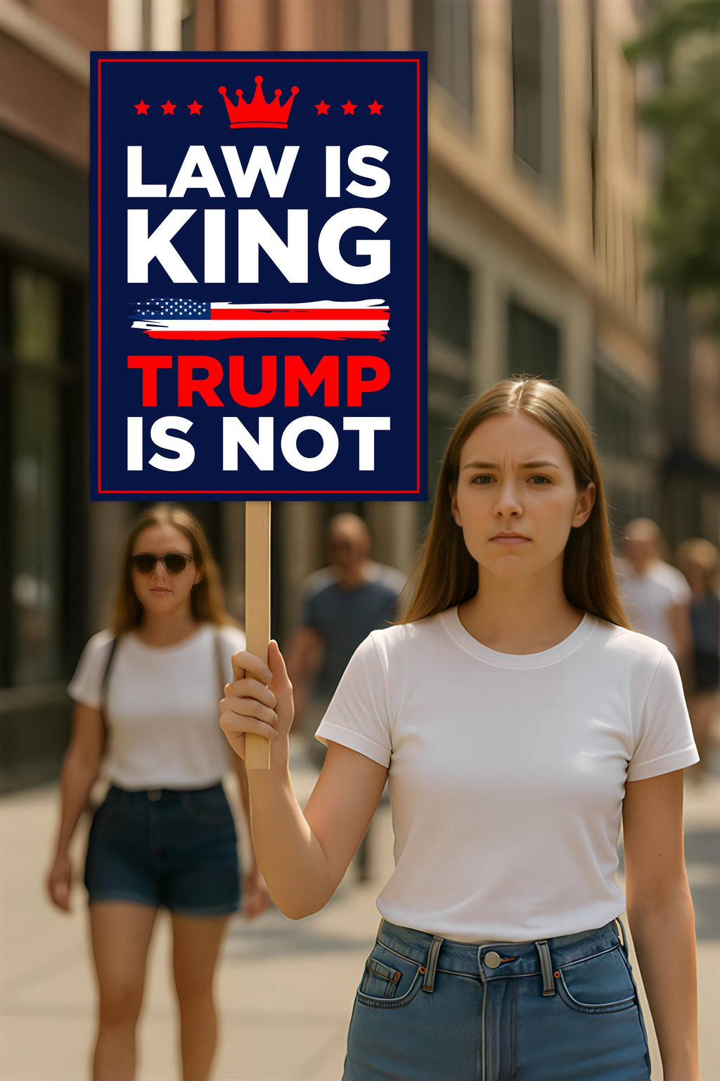 No Kings In America Protest Sign, Anti-Trump Resistance, Political Activist Poster