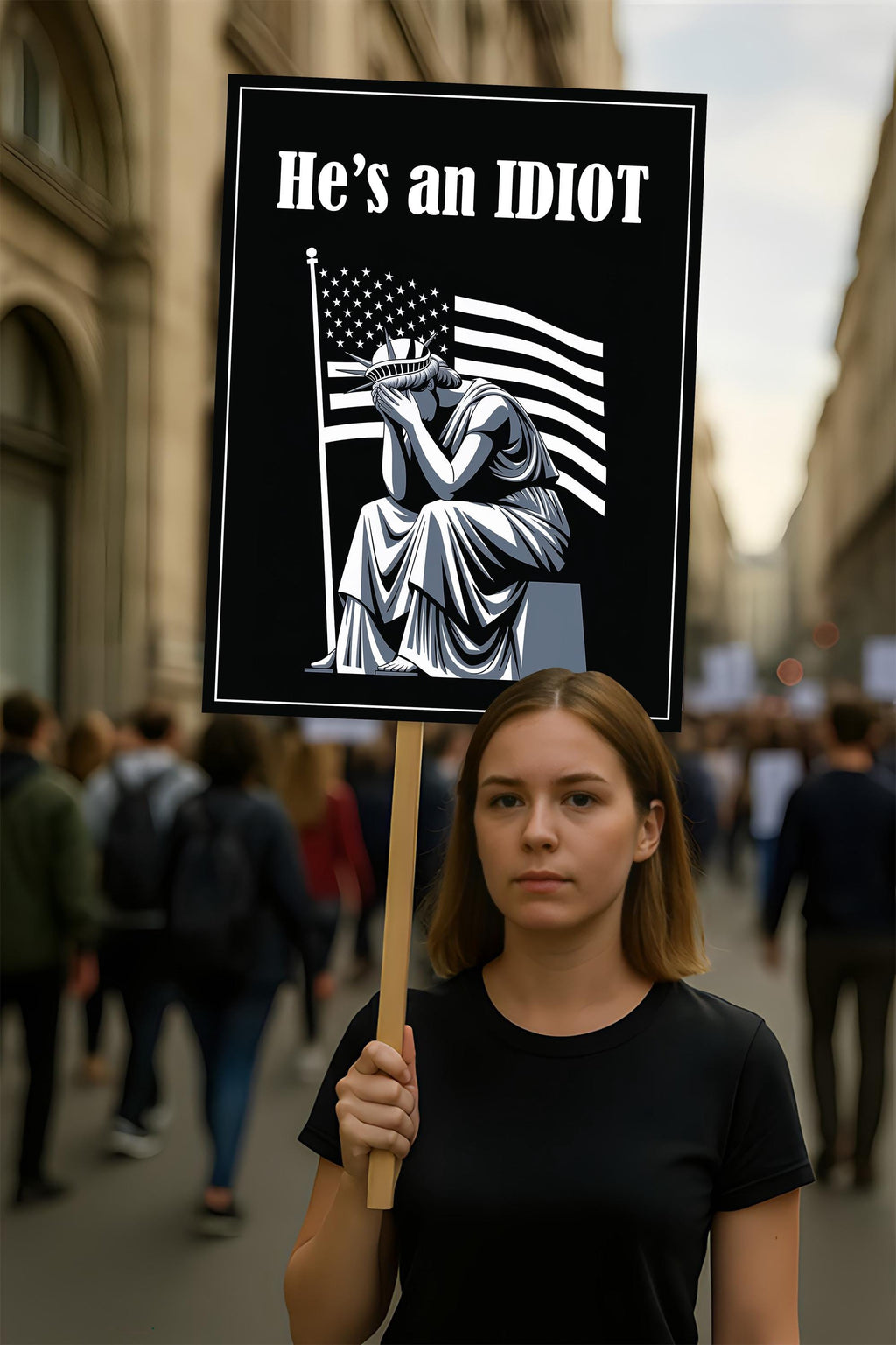 He is an IDIOT Protest Sign, Anti-Trump Resistance, Political Activist Poster