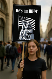 He is an IDIOT Protest Sign, Anti-Trump Resistance, Political Activist Poster
