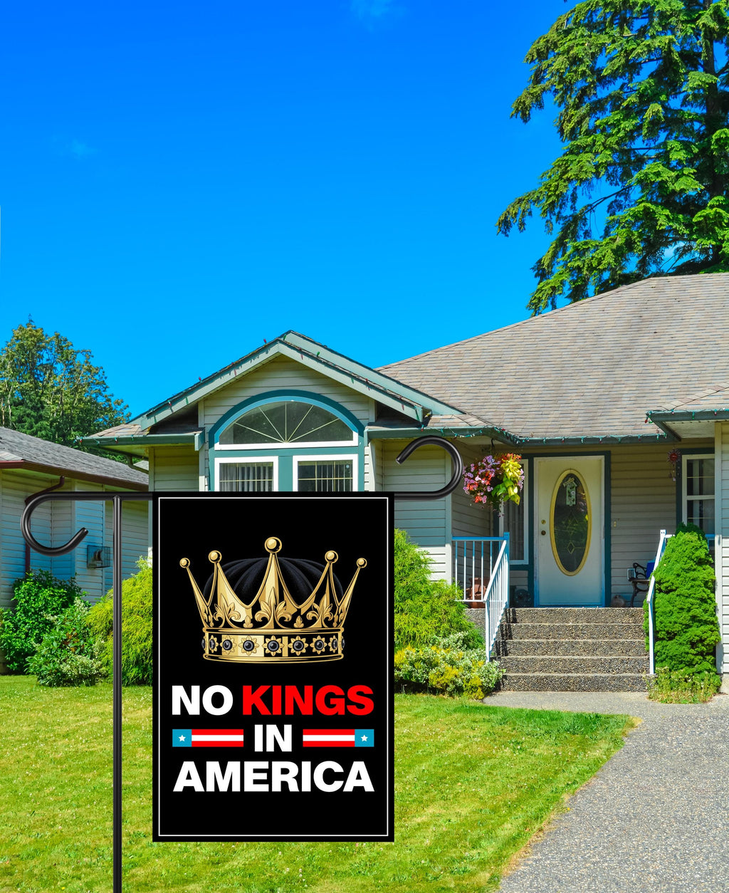 No Kings In America Garden Flag, 12x18 Inch Double Sided, Resist Hate Flag