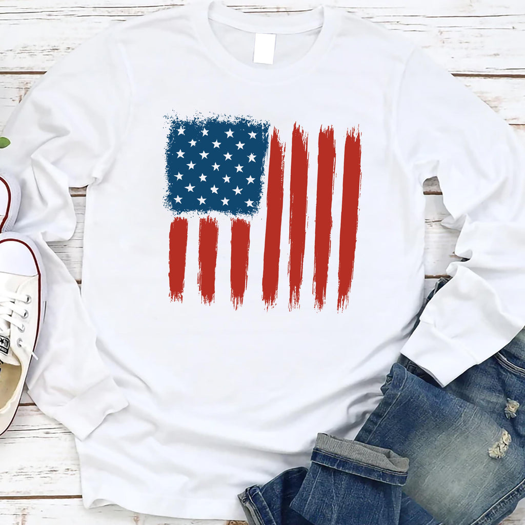 Patriotic American Flag Long Sleeve Shirt
